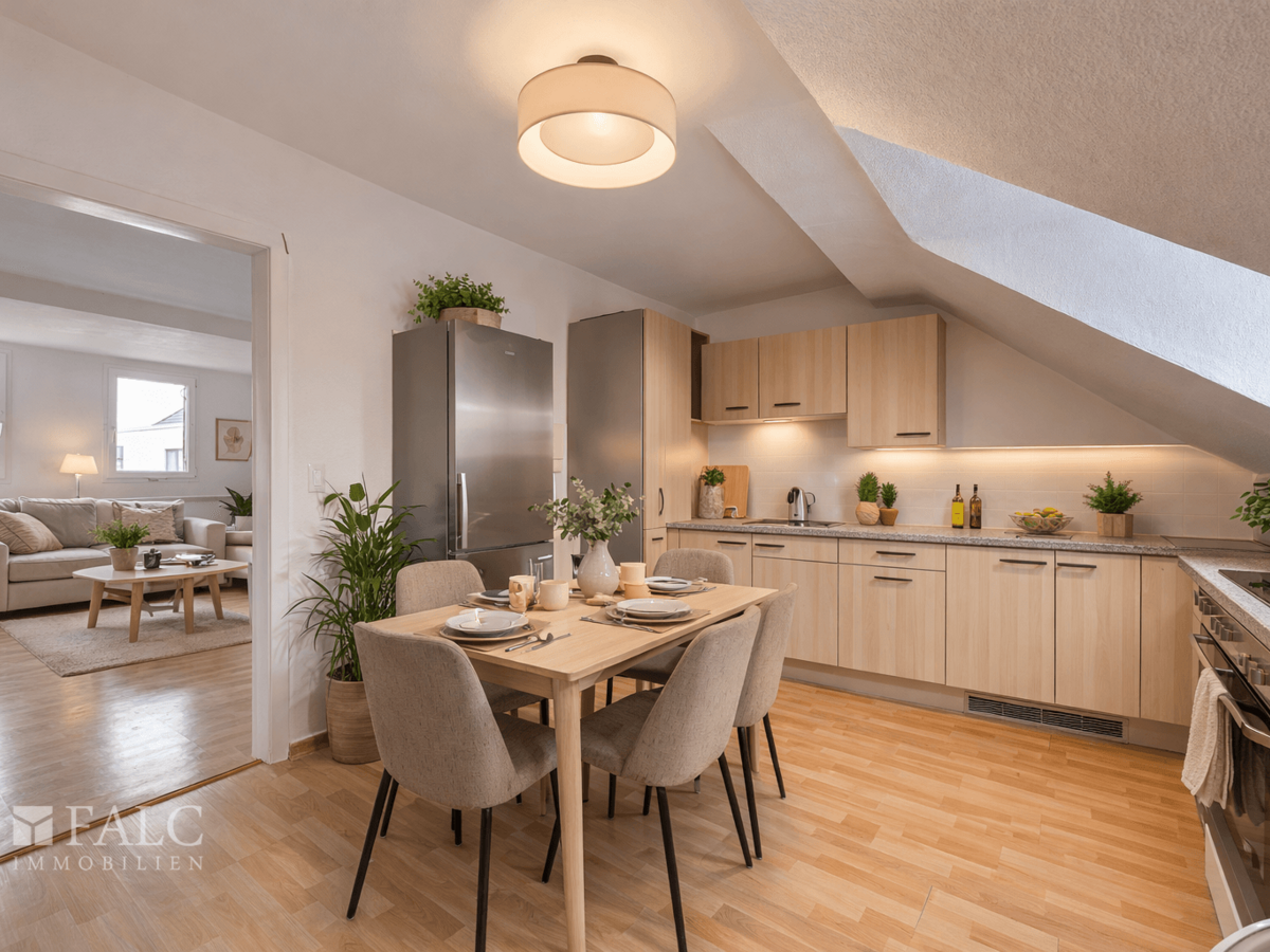 Wohnung Dachgeschoss Küche (virtuell eingerichtet)